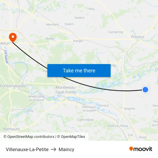 Villenauxe-La-Petite to Maincy map