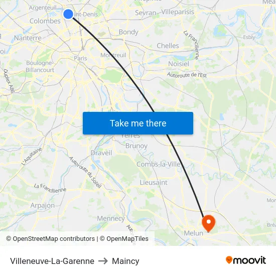 Villeneuve-La-Garenne to Maincy map