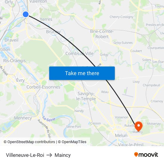 Villeneuve-Le-Roi to Maincy map