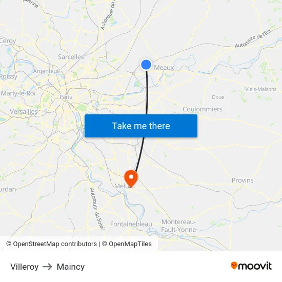 Villeroy to Maincy map