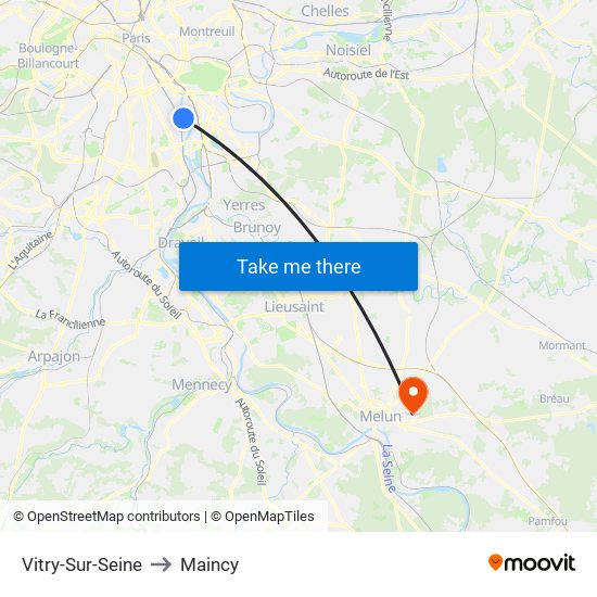 Vitry-Sur-Seine to Maincy map