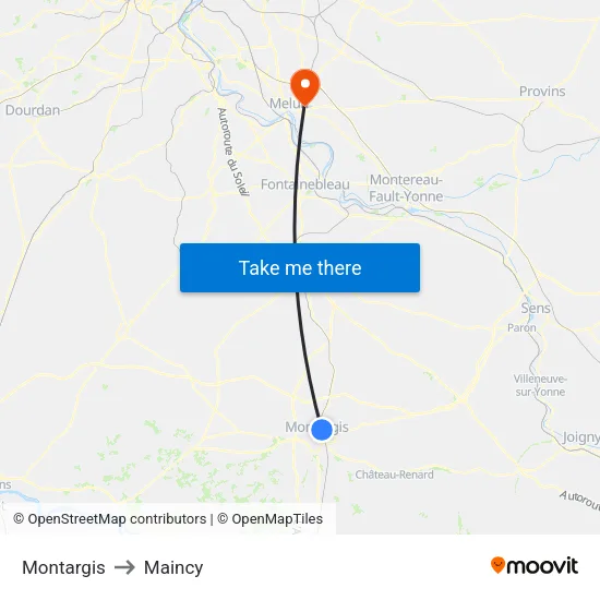 Montargis to Maincy map