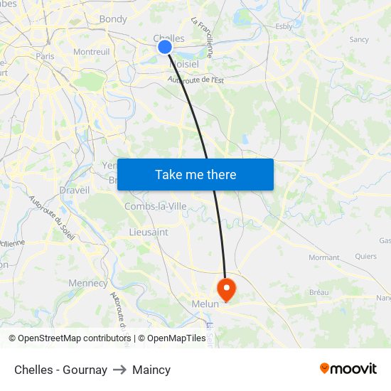 Chelles - Gournay to Maincy map