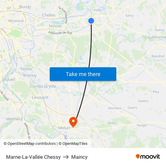 Marne-La-Vallée Chessy to Maincy map