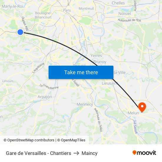 Gare de Versailles - Chantiers to Maincy map