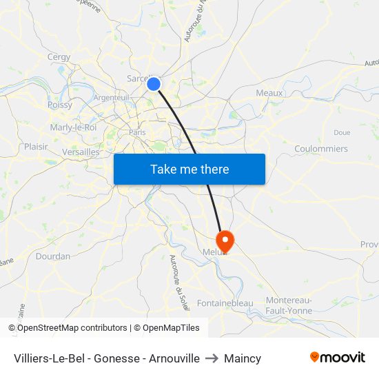 Villiers-Le-Bel - Gonesse - Arnouville to Maincy map