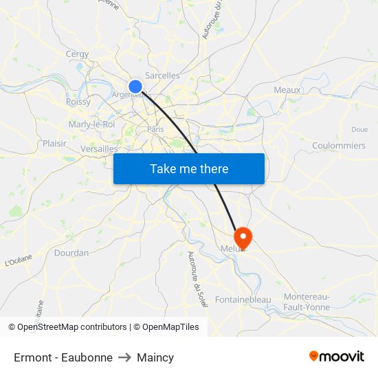 Ermont - Eaubonne to Maincy map