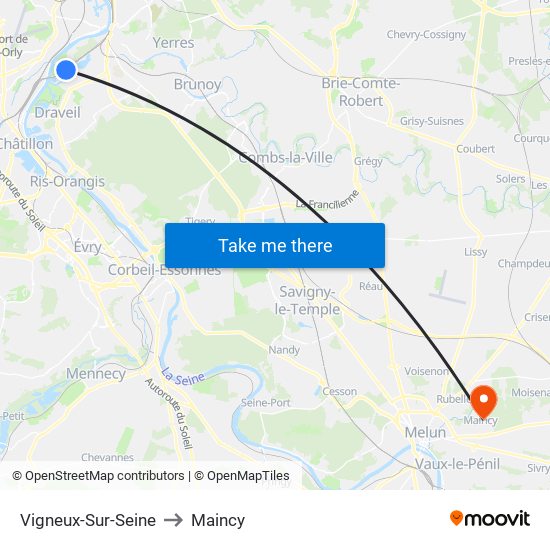 Vigneux-Sur-Seine to Maincy map