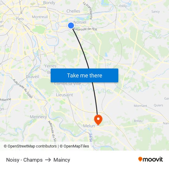 Noisy - Champs to Maincy map