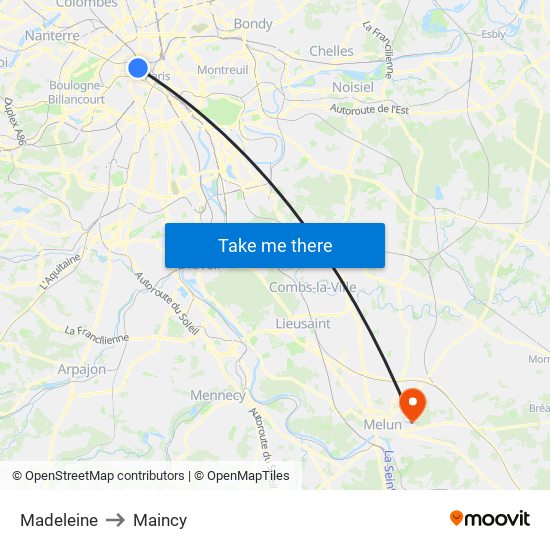 Madeleine to Maincy map