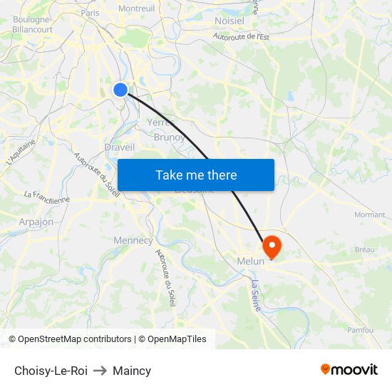 Choisy-Le-Roi to Maincy map