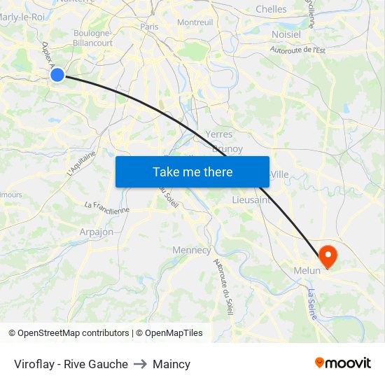 Viroflay - Rive Gauche to Maincy map