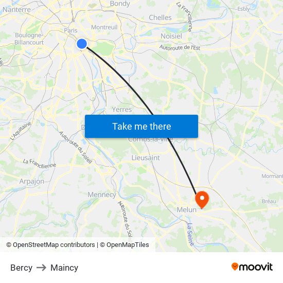 Bercy to Maincy map