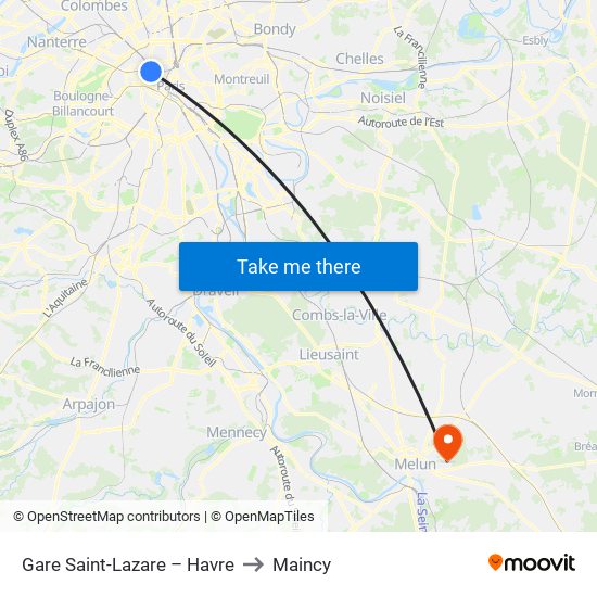 Gare Saint-Lazare – Havre to Maincy map