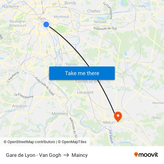 Gare de Lyon - Van Gogh to Maincy map