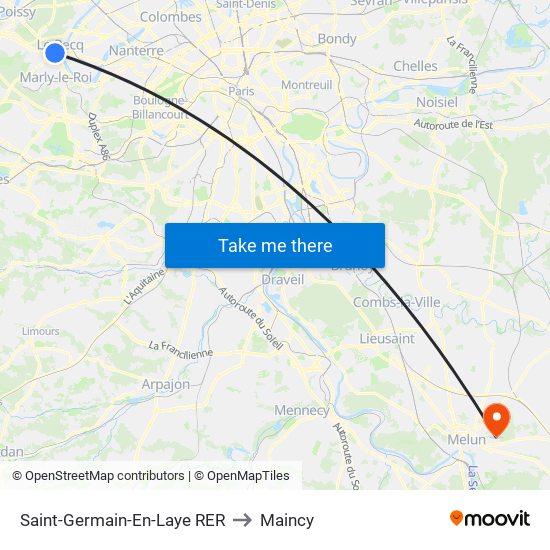 Saint-Germain-En-Laye RER to Maincy map