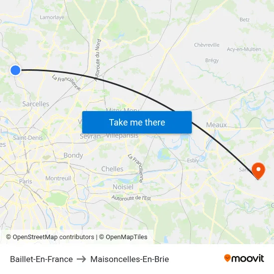 Baillet-En-France to Maisoncelles-En-Brie map