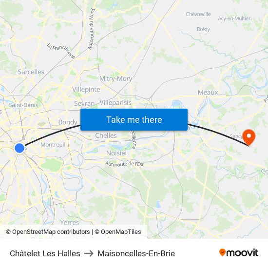 Châtelet Les Halles to Maisoncelles-En-Brie map