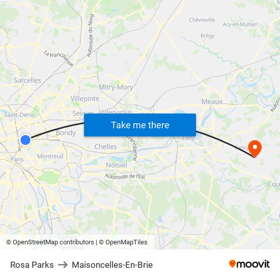 Rosa Parks to Maisoncelles-En-Brie map