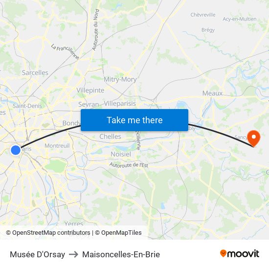 Musée D'Orsay to Maisoncelles-En-Brie map