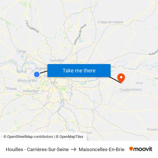 Houilles - Carrières-Sur-Seine to Maisoncelles-En-Brie map