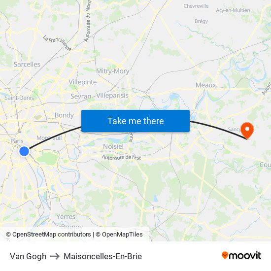 Van Gogh to Maisoncelles-En-Brie map
