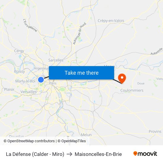 La Défense (Calder - Miro) to Maisoncelles-En-Brie map