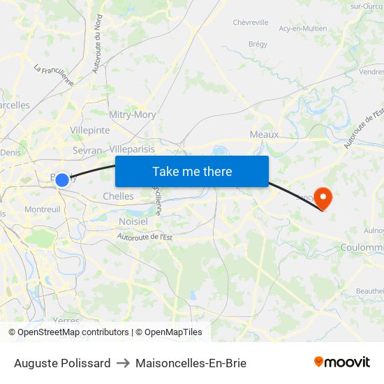Auguste Polissard to Maisoncelles-En-Brie map