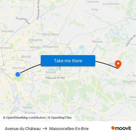 Avenue du Château to Maisoncelles-En-Brie map