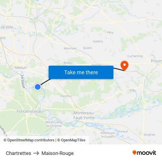 Chartrettes to Maison-Rouge map