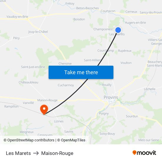 Les Marets to Maison-Rouge map