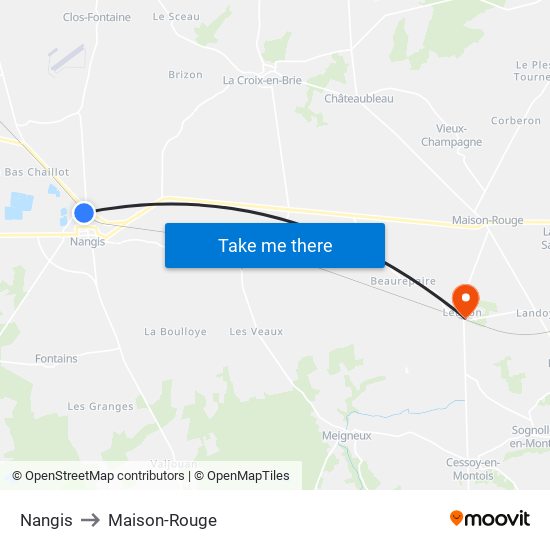 Nangis to Maison-Rouge map