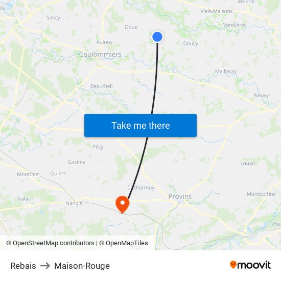 Rebais to Maison-Rouge map