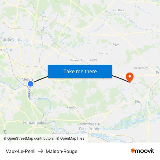 Vaux-Le-Penil to Maison-Rouge map