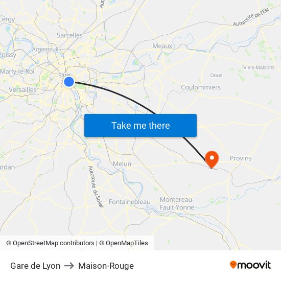 Gare de Lyon to Maison-Rouge map