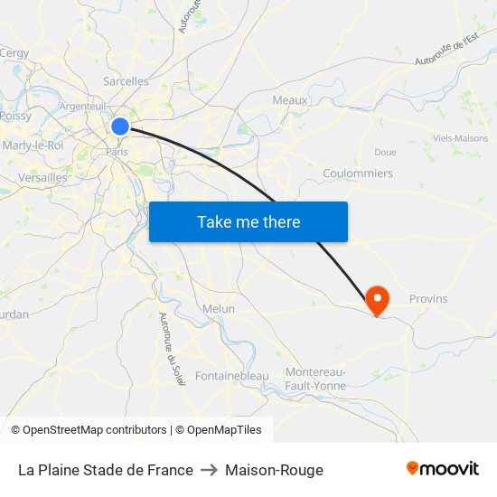 La Plaine Stade de France to Maison-Rouge map