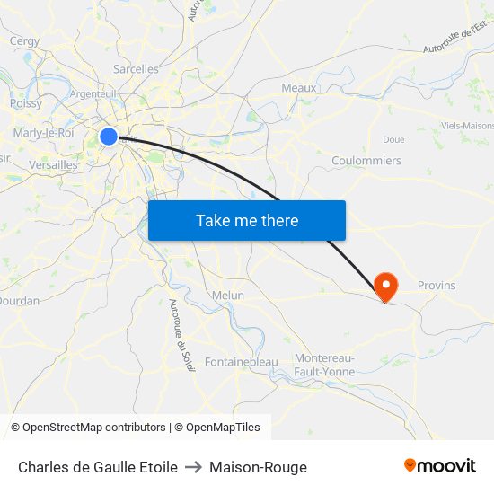 Charles de Gaulle Etoile to Maison-Rouge map
