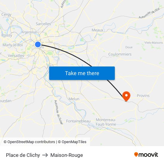 Place de Clichy to Maison-Rouge map