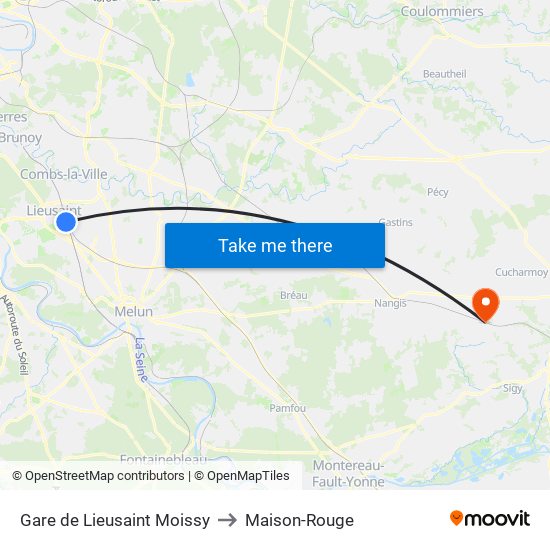 Gare de Lieusaint Moissy to Maison-Rouge map