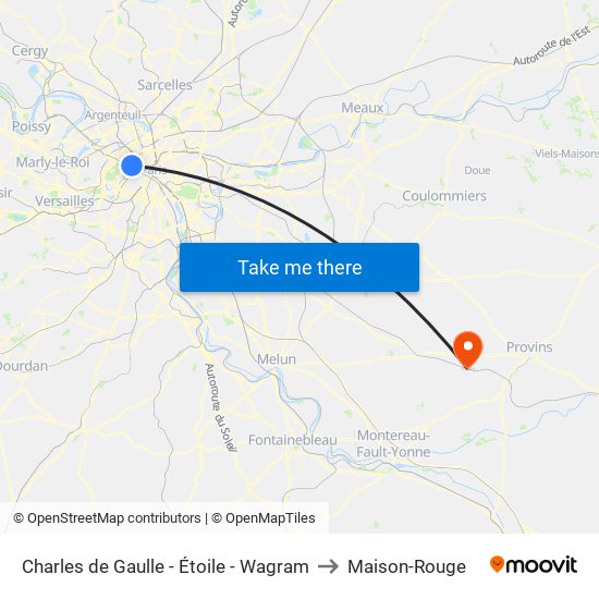 Charles de Gaulle - Étoile - Wagram to Maison-Rouge map