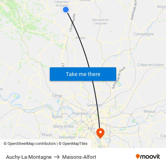 Auchy-La-Montagne to Maisons-Alfort map