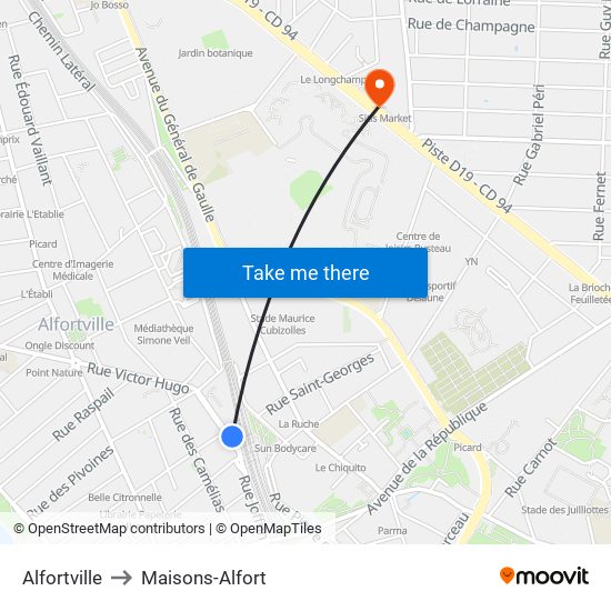 Alfortville to Maisons-Alfort map