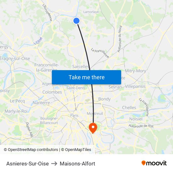 Asnieres-Sur-Oise to Maisons-Alfort map