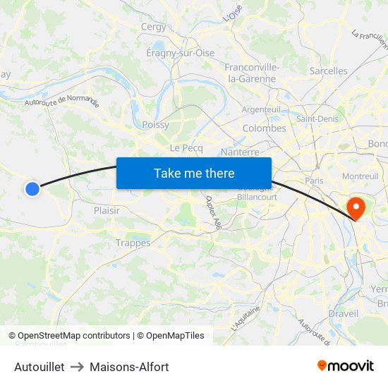Autouillet to Maisons-Alfort map