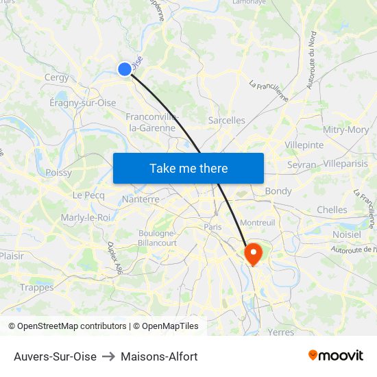 Auvers-Sur-Oise to Maisons-Alfort map