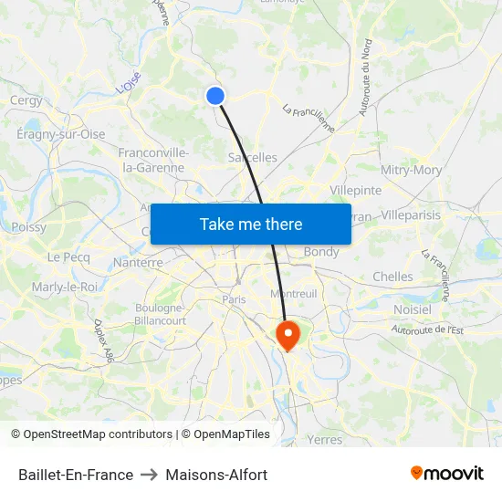 Baillet-En-France to Maisons-Alfort map