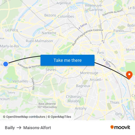 Bailly to Maisons-Alfort map