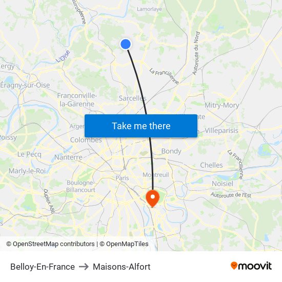 Belloy-En-France to Maisons-Alfort map