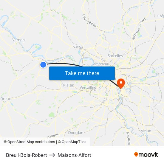 Breuil-Bois-Robert to Maisons-Alfort map