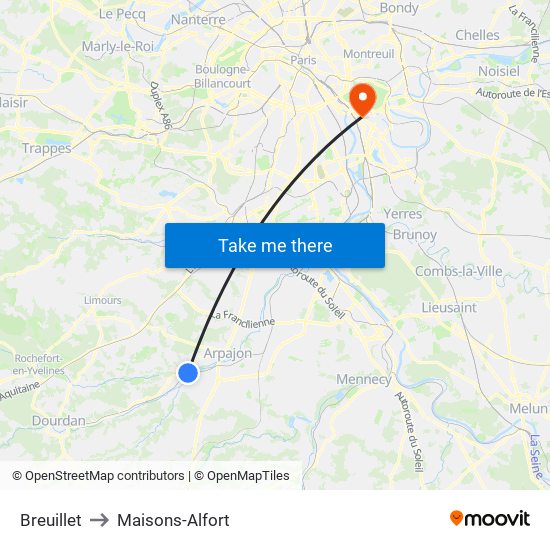Breuillet to Maisons-Alfort map
